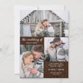 Drie foto's op Rustic Wood Kijk | Weddenschap Kaart (Voorkant)