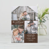 Drie foto's op Rustic Wood Kijk | Weddenschap Kaart (Staand voorkant)