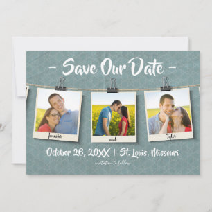 Drie foto's op touw - Save Our Date Save The Date