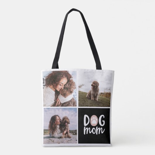 Drie foto's Pawprint Dog Mam Canvas tas (Achterkant)