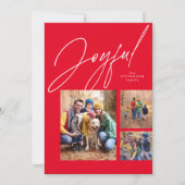 Drie foto's rood kerstfeest feestdagenkaart (Voorkant)