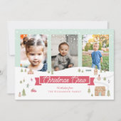 Drie-foto's van de kerstman Gingerbrood Town Feestdagenkaart (Voorkant)