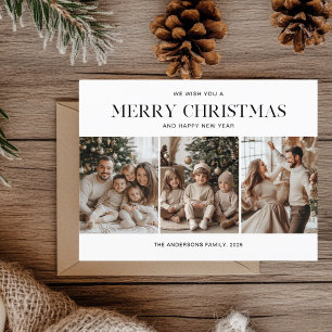 Drie foto's Vrolijk Kerstfeest en Gelukkig Nieuwja Briefkaart