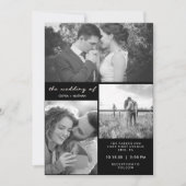 Drie foto's | Zwart-wit bruiloft Kaart (Voorkant)
