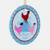 Drie Franse hennen - Aangepast jaar Keramisch Ornament (Rechts)