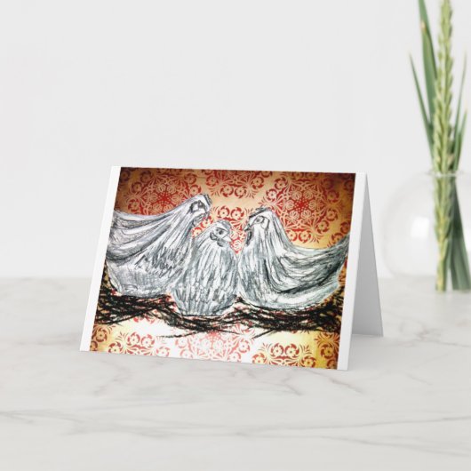 Drie Franse hennen Feestdagen Kaart (Voorkant)