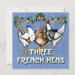 Drie Franse hennen Feestdagenkaart