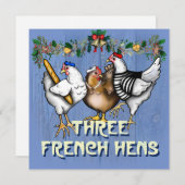 Drie Franse hennen Feestdagenkaart (Voorkant / Achterkant)