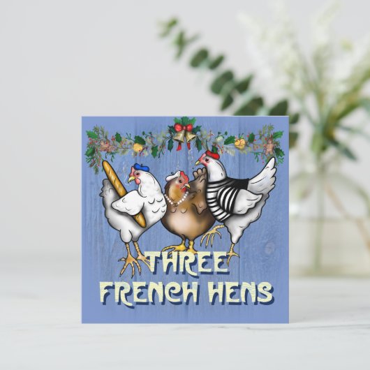 Drie Franse hennen Feestdagenkaart (Staand voorkant)