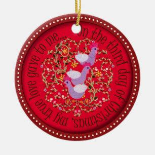 Drie Franse hennen Keramisch Ornament