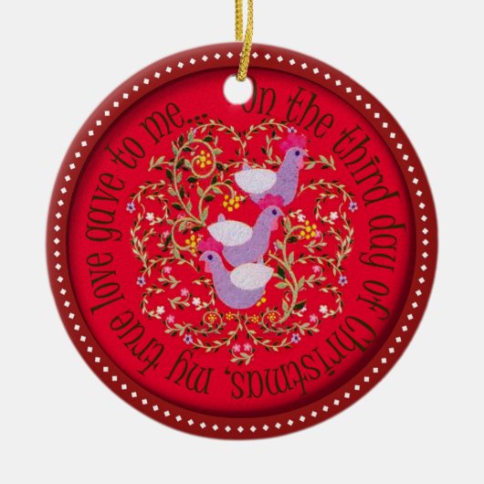 Drie Franse hennen Keramisch Ornament (Voorkant)