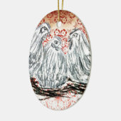 Drie Franse hennen Keramisch Ornament (Links)