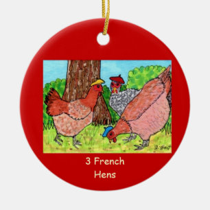 Drie Franse hennen Keramisch Ornament