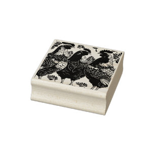 Drie Franse hennen knippen stencil-stijl Rubberstempel