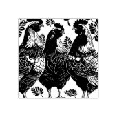 Drie Franse hennen knippen stencil-stijl Rubberstempel (Afrduk)