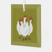 Drie Franse hennen Retro Mid-Century Cut-Out 1 Glas Ornament (Voorkant links)