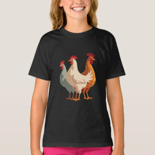 Drie Franse hennen Retro Mid-Century Cut-Out 6 T-shirt