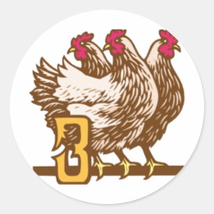 Drie Franse hennen Ronde Sticker