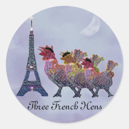 Drie Franse hennen Stickers (Voorkant)