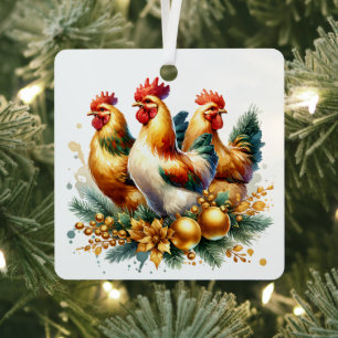 Drie Franse kippen gepersonaliseerde kerst Metalen Ornament