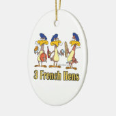 drie franse kippen op de derde kerstdag keramisch ornament (Links)
