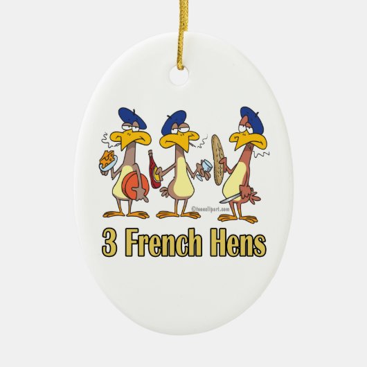 drie franse kippen op de derde kerstdag keramisch ornament (Voorkant)