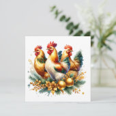 Drie Franse kippen | Twaalf dagen Kerst Feestdagenkaart (Staand voorkant)