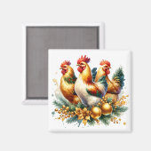 Drie Franse kippen | Twaalf dagen Kerst Magneet (Voorkant / Achterkant)
