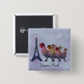 Drie Franse pennen Vierkante Button 5,1 Cm (Voorkant /achterkant)