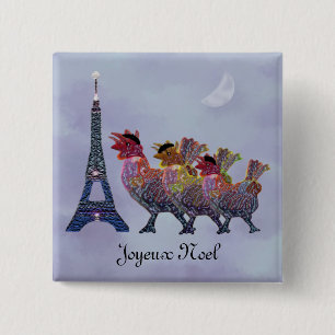 Drie Franse pennen Vierkante Button 5,1 Cm