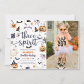 Drie Gedistilleerde Cute Halloween Ghost 3rd Birth Kaart (Voorkant)