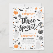 Drie Gedistilleerde Cute Halloween Ghost 3rd Birth Kaart (Voorkant)