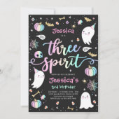 Drie Gedistilleerde Cute Halloween Ghost 3rd Birth Kaart (Voorkant)