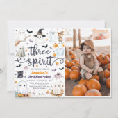 Drie Gedistilleerde Cute Halloween Ghost 3rd Birth Kaart (Voorkant)