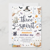 Drie Gedistilleerde Cute Halloween Ghost 3rd Birth Kaart (Voorkant)