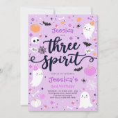 Drie Gedistilleerde Cute Halloween Ghost 3rd Birth Kaart (Voorkant)