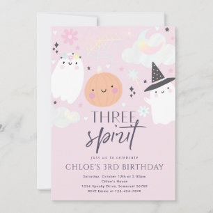 Drie Gedistilleerde Cute Halloween Ghost 3rd Birth Kaart