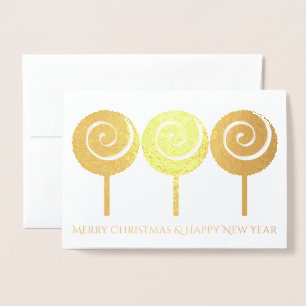 Drie gedraaide Lollipops-kerstWenskaart Folie Kaarten