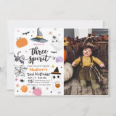 Drie Geest Halloween 3e Verjaardag Foto Kaart (Voorkant)
