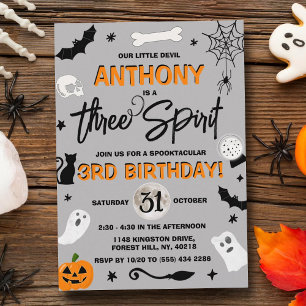 Drie Geest. Halloween 3rd Birthday Kaart