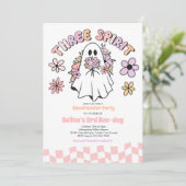 Drie Geest Halloween Floral Ghost 3e Verjaardag Kaart (Staand voorkant)
