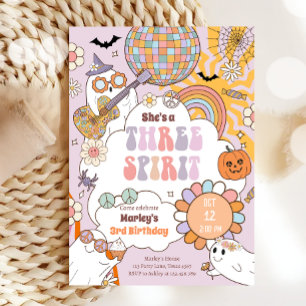 Drie Geest Retro Halloween Party Derde Verjaardag Kaart
