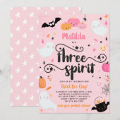 Drie Geest Roze Halloween 3e Verjaardagsfeest Kaart (Voorkant / Achterkant)