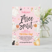 Drie Geest Roze Halloween 3e Verjaardagsfeestje Kaart (Staand voorkant)