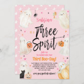 Drie Geest Roze Halloween 3e Verjaardagsfeestje Kaart (Voorkant / Achterkant)
