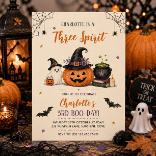 Drie Geest Schattige Halloween Geest 3e Verjaardag Kaart