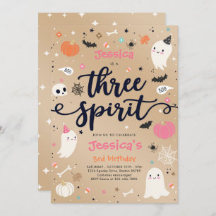 Drie Geestelijke  Halloween Ghost 3rd Birthday Kaart