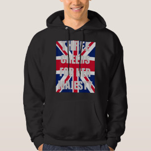 Drie gejuich voor Hare Majesteit Union Jack achter Hoodie