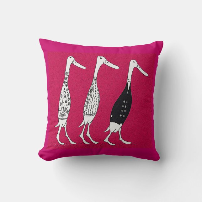 Drie geklede eenden cartoon pun kussen (Voorkant)