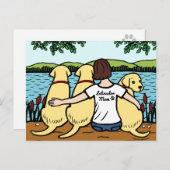 Drie Gele Labradors en Mam Briefkaart (Voorkant / Achterkant)